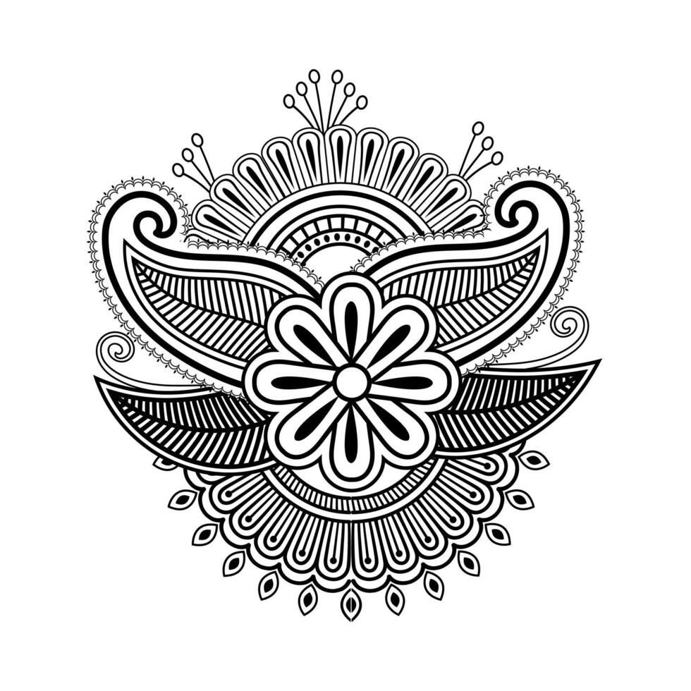 Traditional and Cultural Beautiful pattern design, tattoo design, mandala patterns, Arabic patterns, Rangoli, Alpona, Kolam, Paisley line art. vector