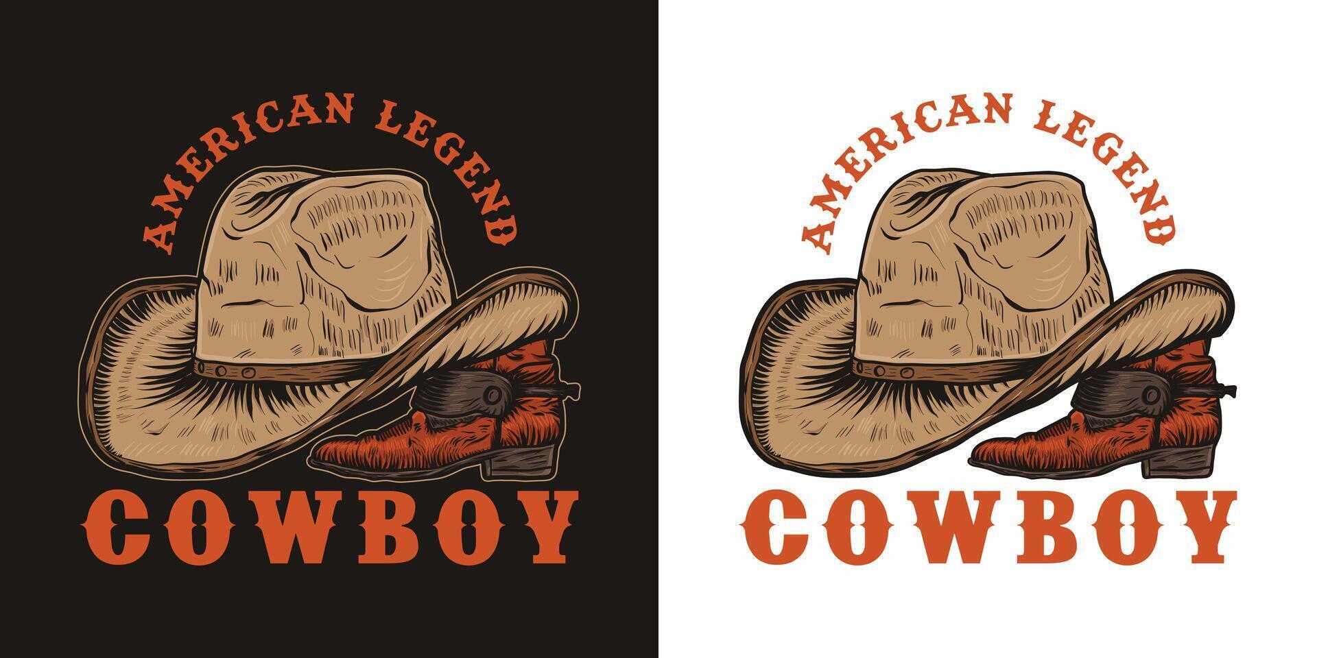 Cowboy Hand drawn Logo design vector