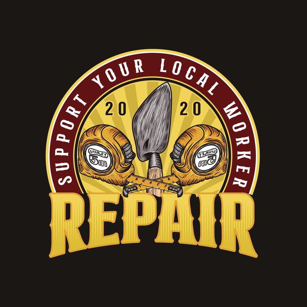 Vintage repair label. Posters, stamps, banners, and design elements. illustration vector