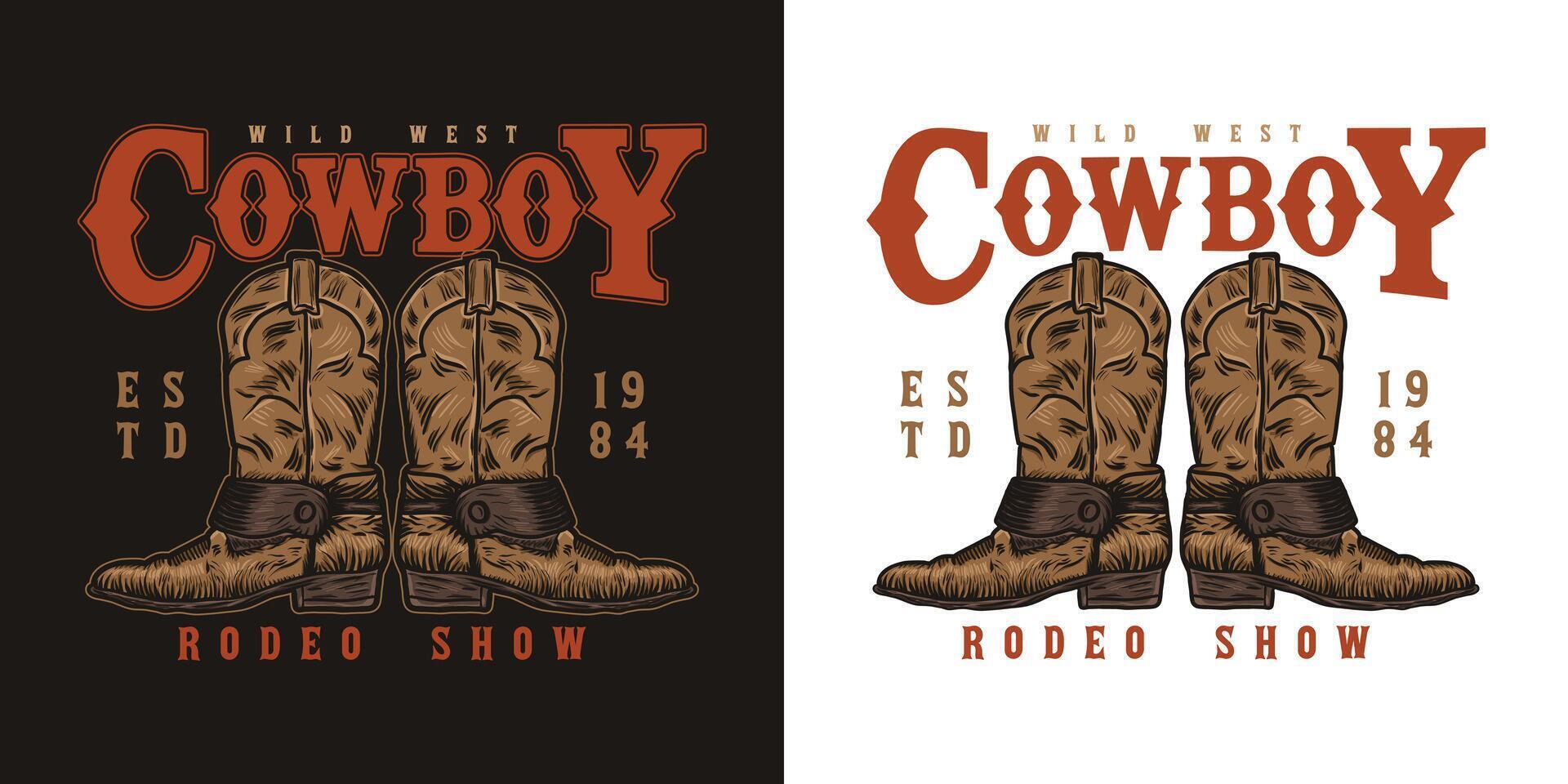 Cowboy Rodeo show Vintage illustration vector
