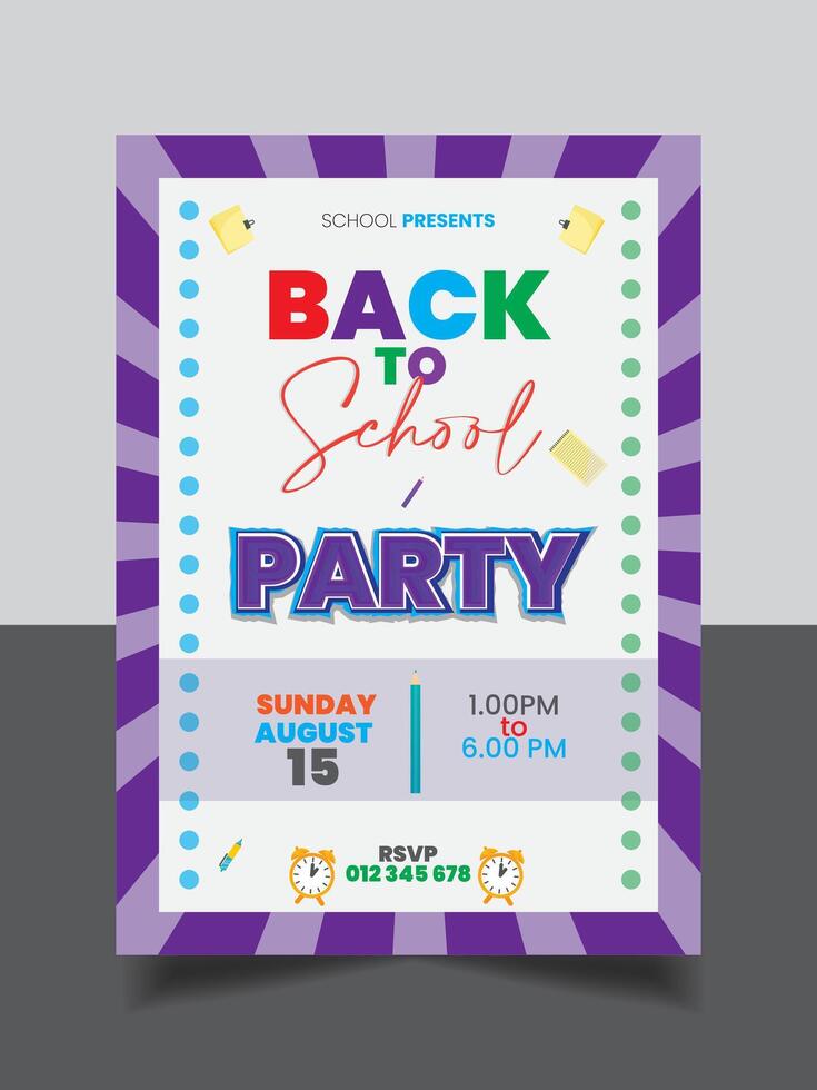 Back to school vertical flyer poster Design template vector