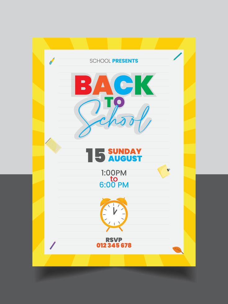 Back to school vertical flyer poster Design template vector