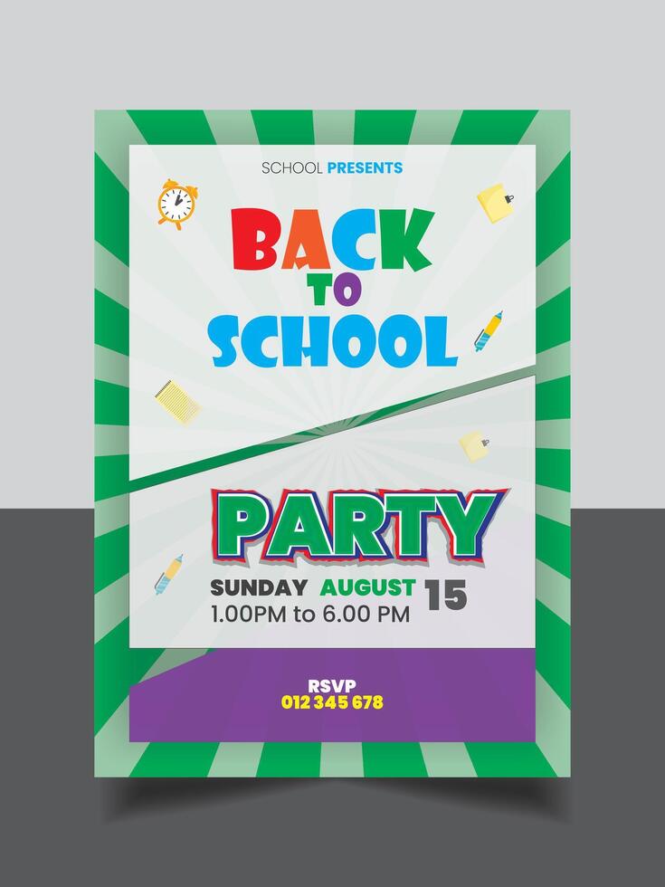 Back to school vertical flyer template vector