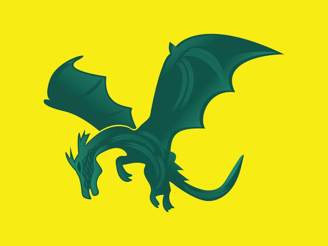 Ancient Dragon illustration on yellow vector