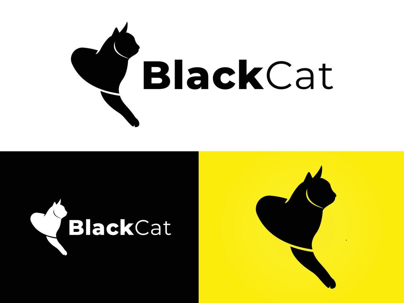 Creative Black Cat logo design Template vector
