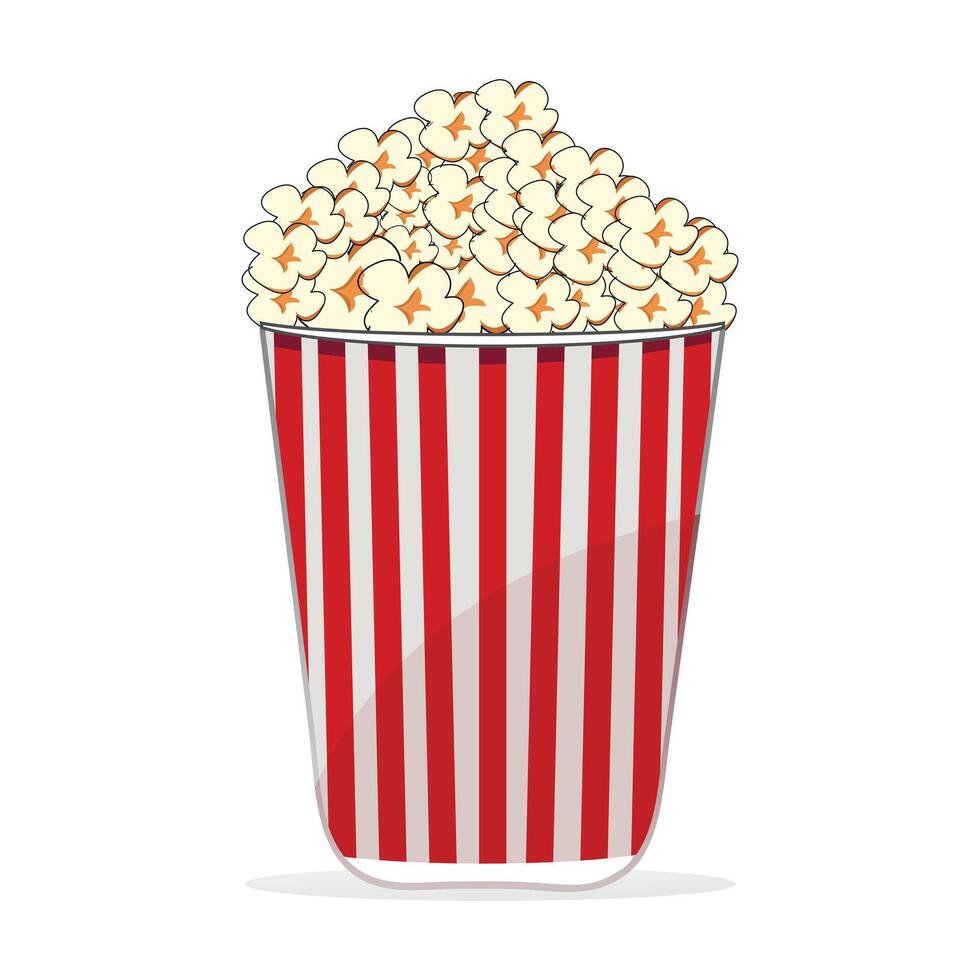 Realistic popcorn in red striped paper vector