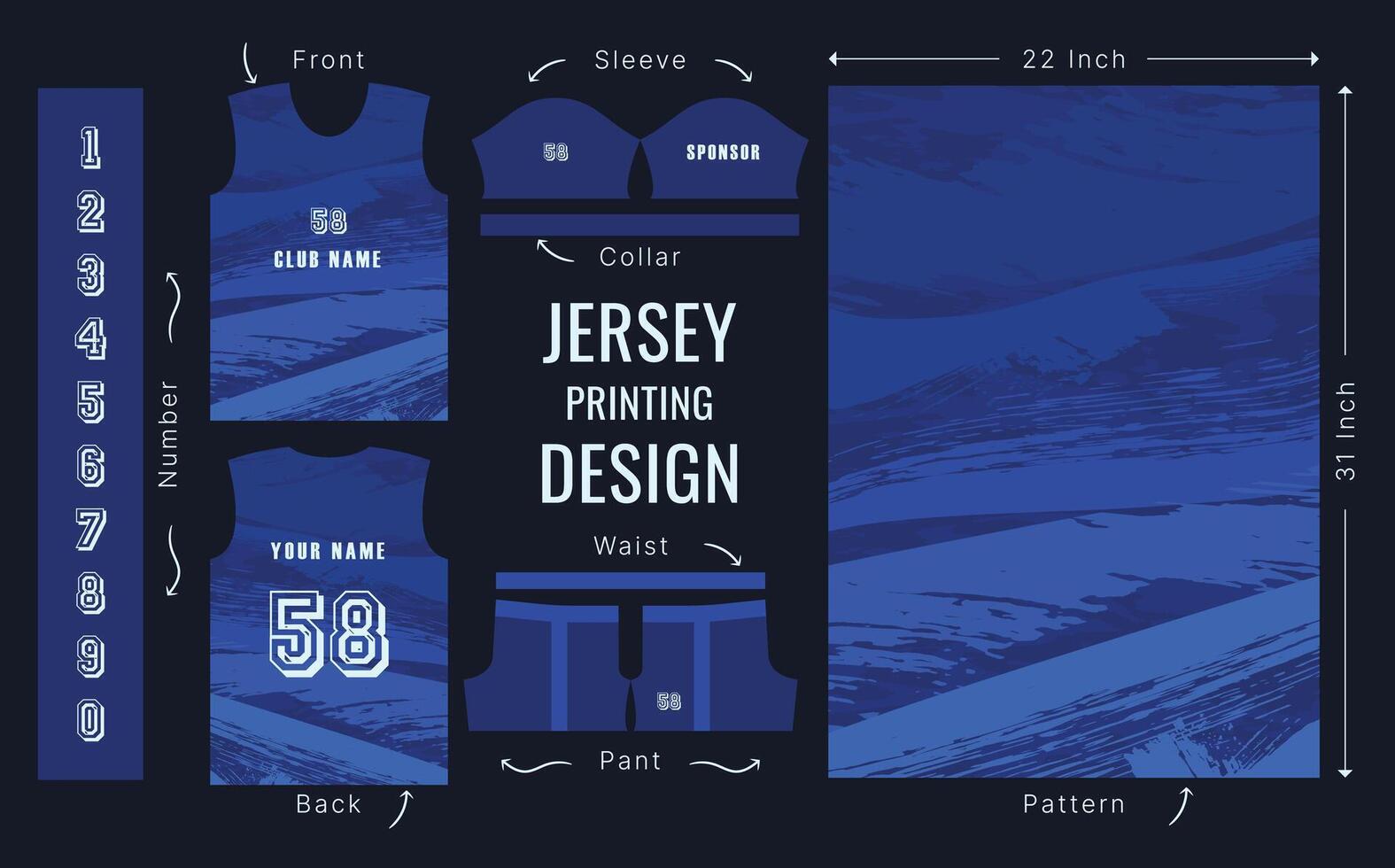 Abstract design for jersey printing. Background pattern for sports team jersey vector