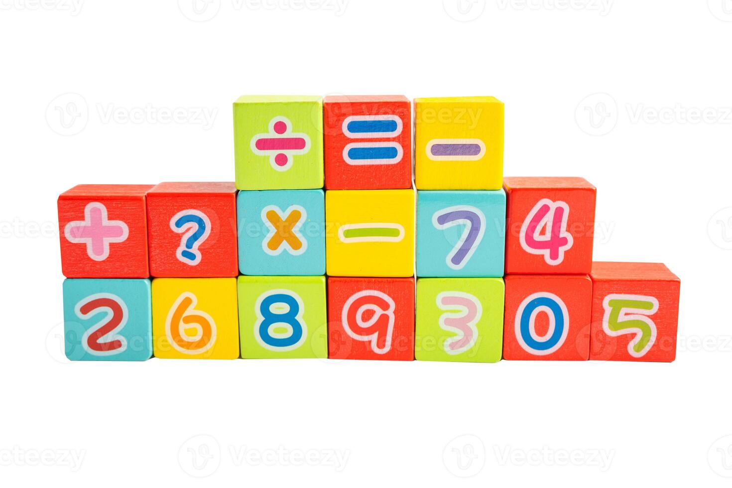 Math number colorful on white background with clipping path, education study mathematics learning teach. photo