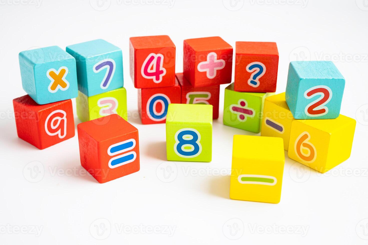 Math number colorful on white background, education study mathematics learning teach. photo