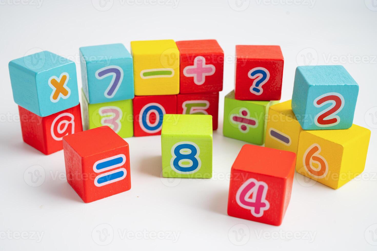 Math number colorful on white background, education study mathematics learning teach. photo