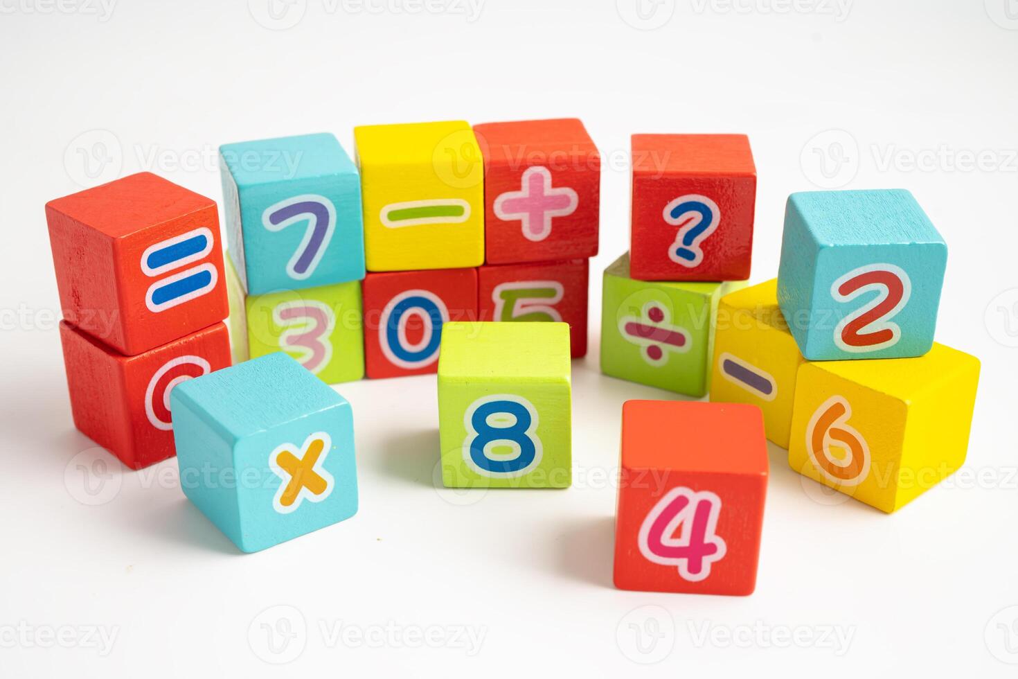 Math number colorful on white background, education study mathematics learning teach. photo