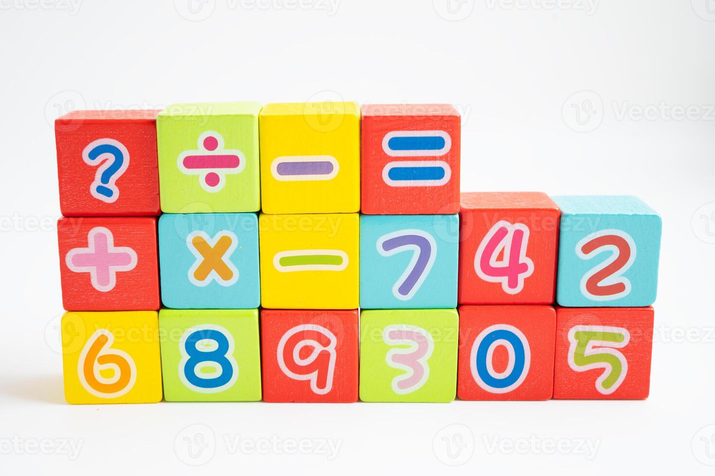 Math number colorful on white background, education study mathematics learning teach. photo