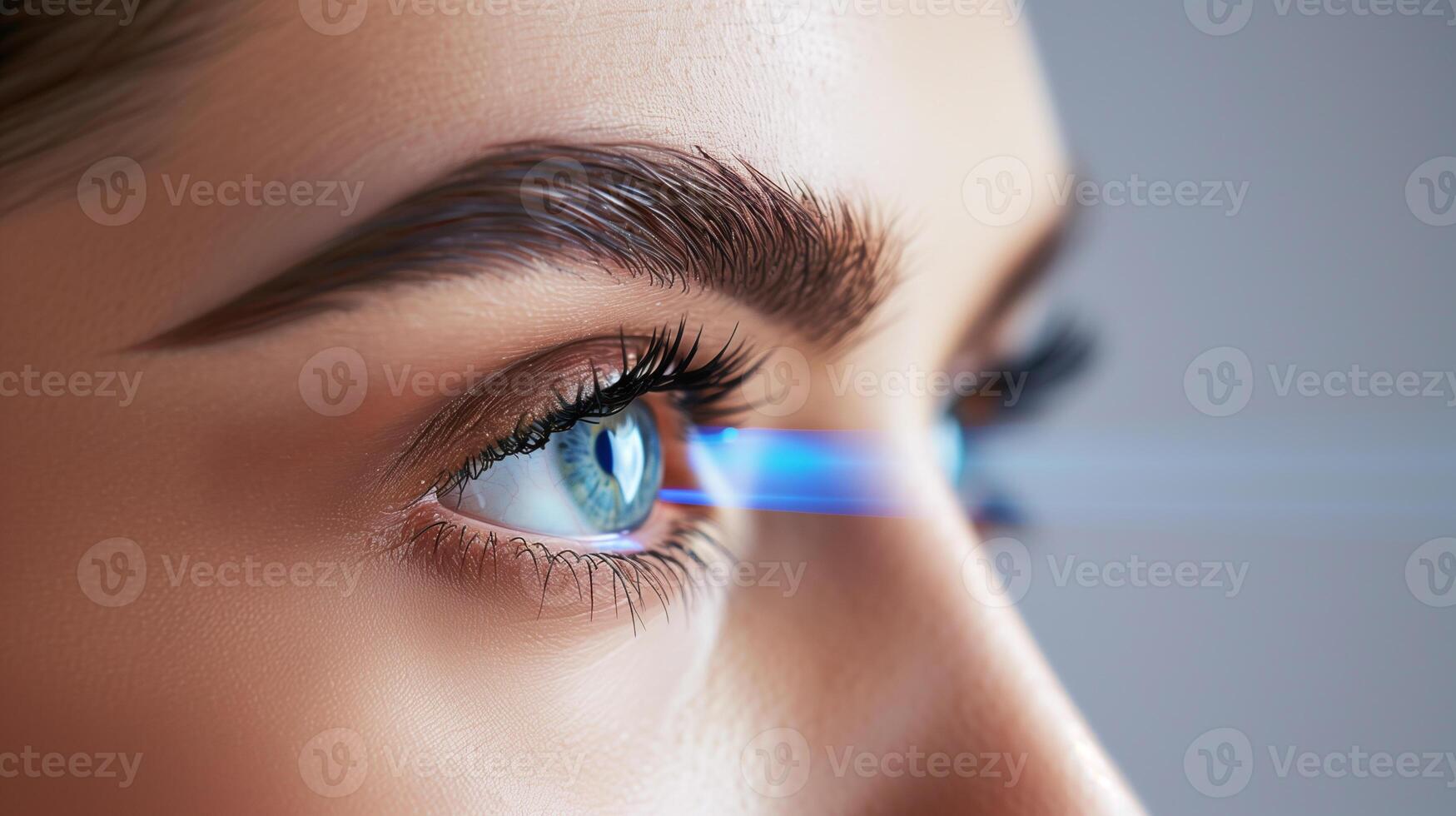 Female eye with laser vision correction, ophthalmology. photo
