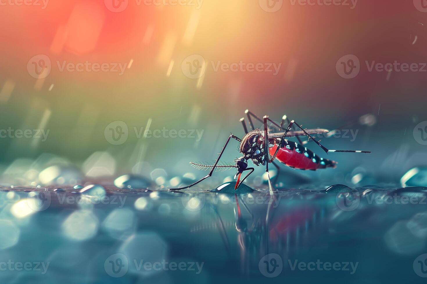 Dengue hemorrhagic fever, aedes mosquito sucking human blood on skin. photo