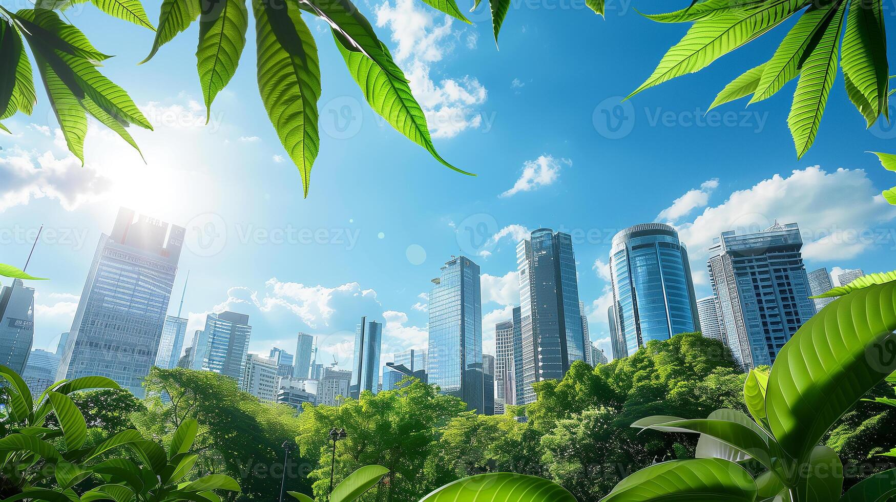 Green office building for saving environment ecology, earth day world, reduce global warming. photo