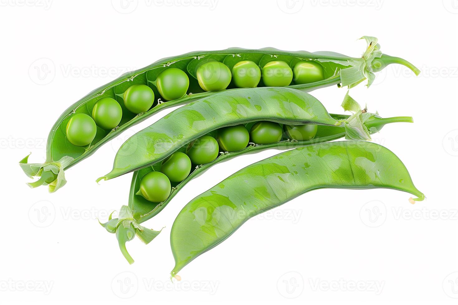 Green pea pod fresh healthy vegetable on white background. photo
