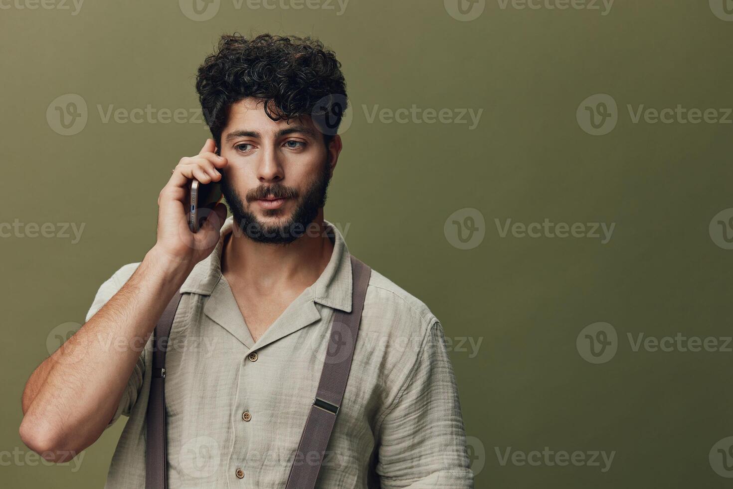 Phone man casual handsome portrait mobile face adult businessman guy happy business male person photo