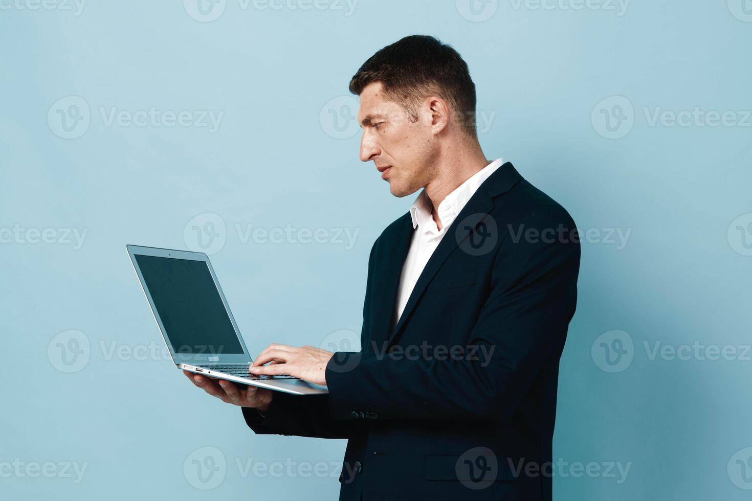 Business internet professional executive one computer background men technology adult handsome men photo