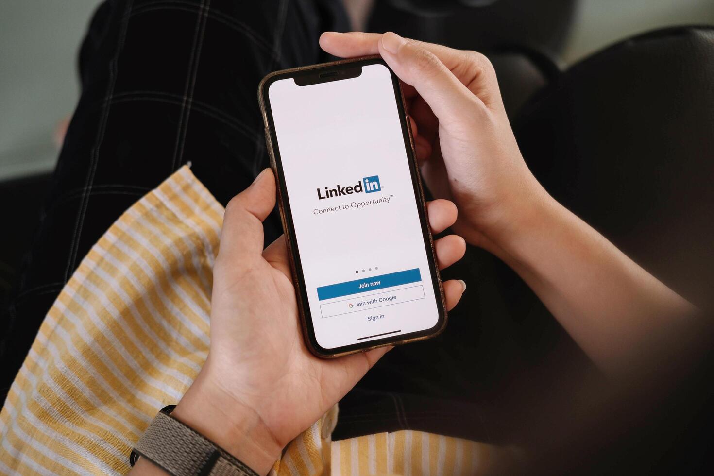 CHIANG MAI, THAILAND, JUN 14, 2020 . Woman hand holding iPhone X with social networking service Telegram on the screen. iPhone 10 was created and developed by the Apple inc. photo