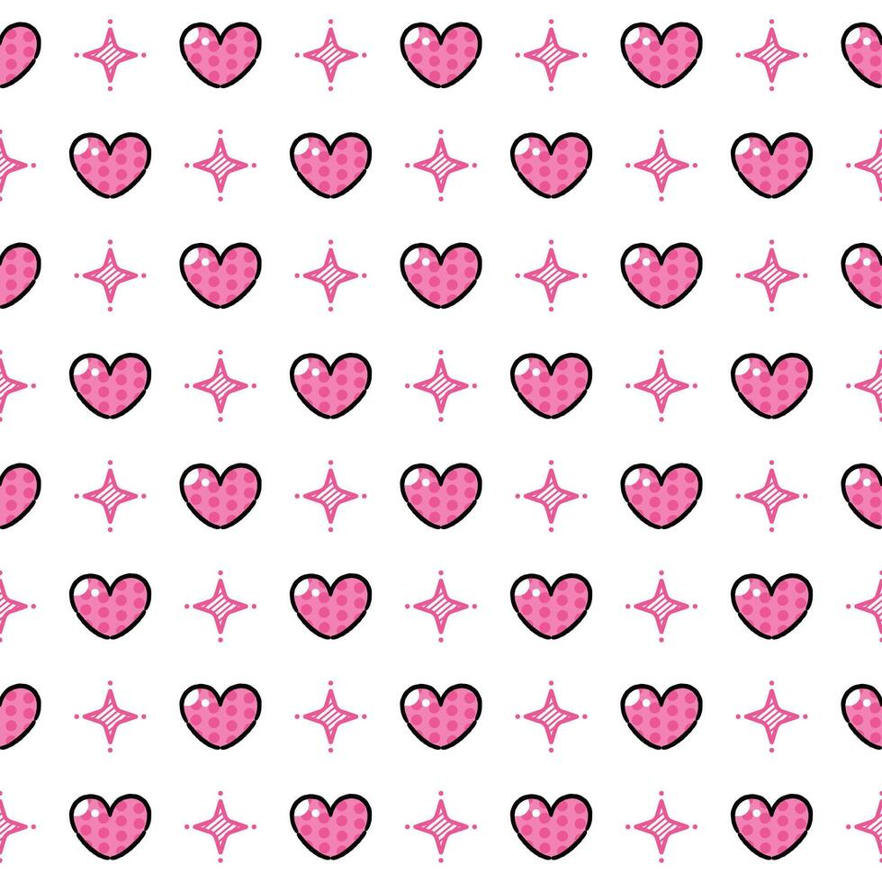 Pink heart seamless pattern on white background vector