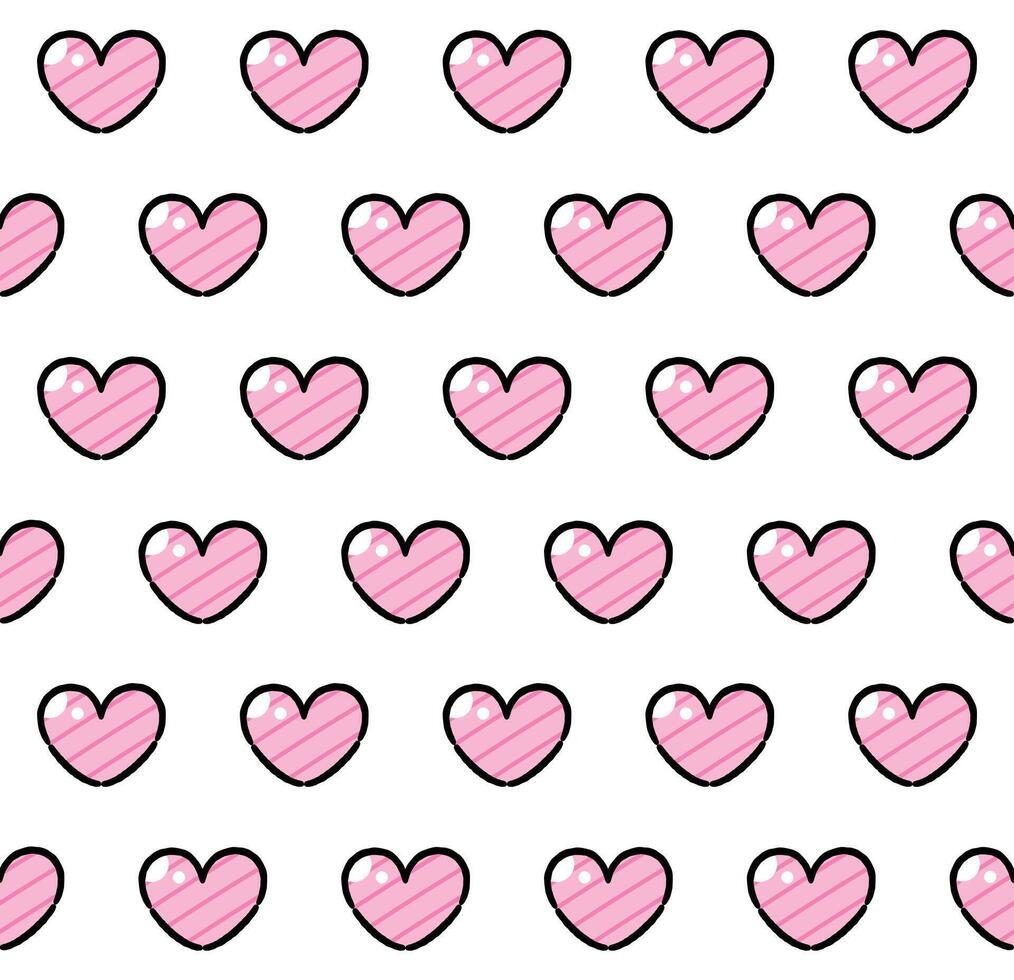 Pink heart seamless pattern on white background vector