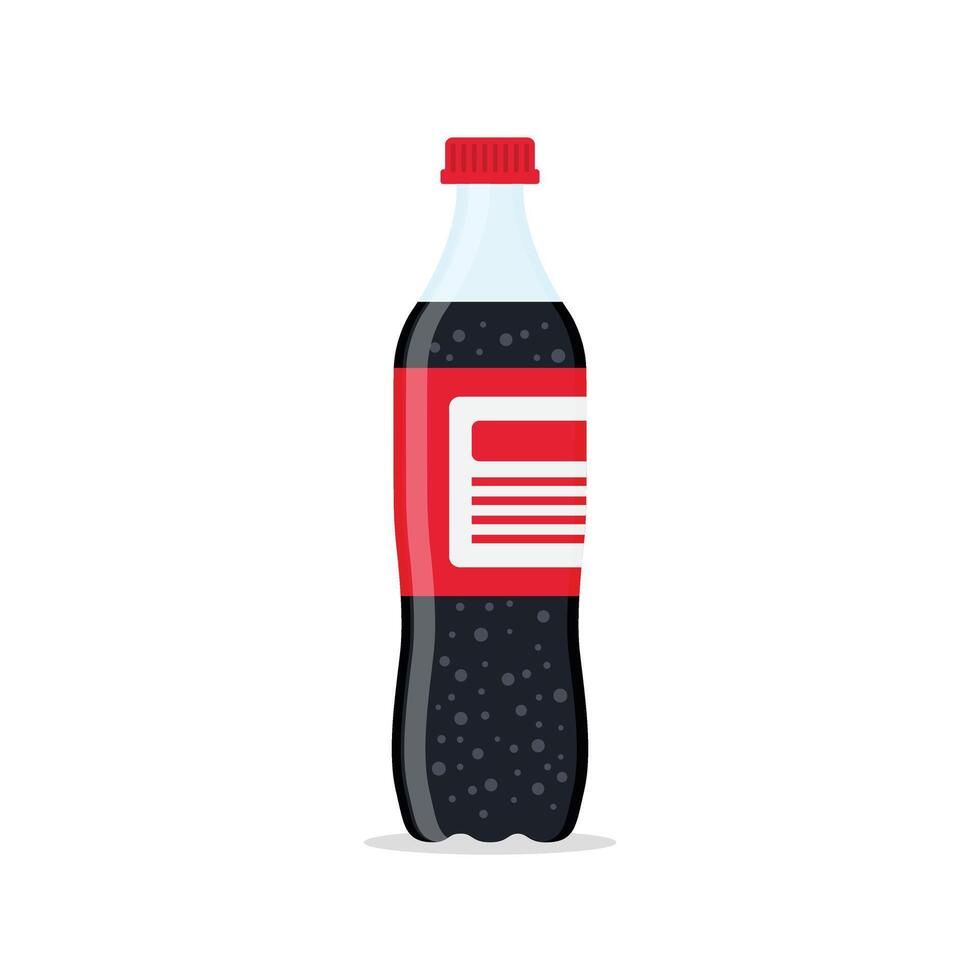 Soda drink icon in flat style. Plastic bottle and drinking glass illustration on isolated background. Water beverage sign business concept. vector