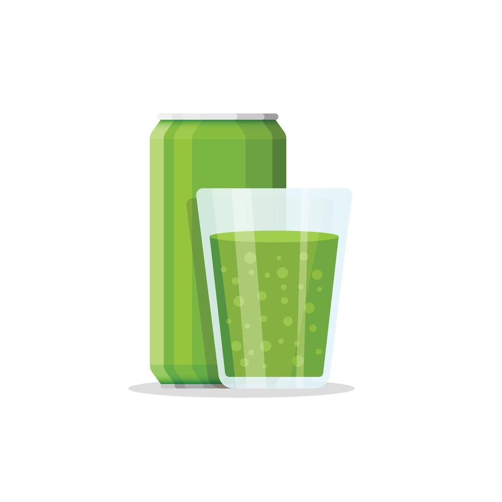 Soda drink icon in flat style. Can and drinking glass illustration on isolated background. Water beverage sign business concept. vector