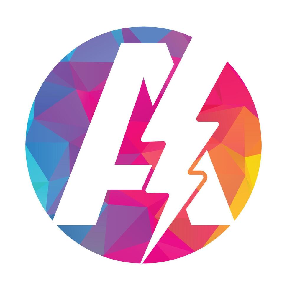 letters A with flash logo. Lightning Thunder Letter A logo design. vector