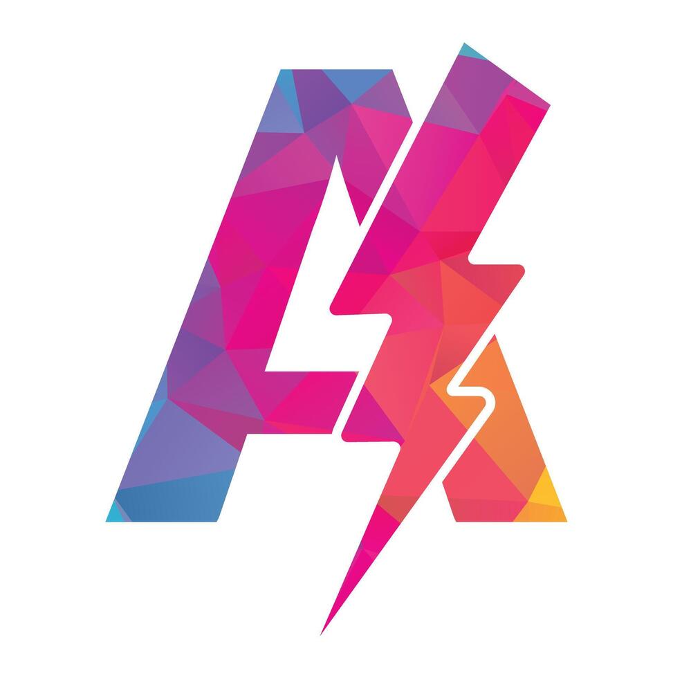 letters A with flash logo. Lightning Thunder Letter A logo design. vector