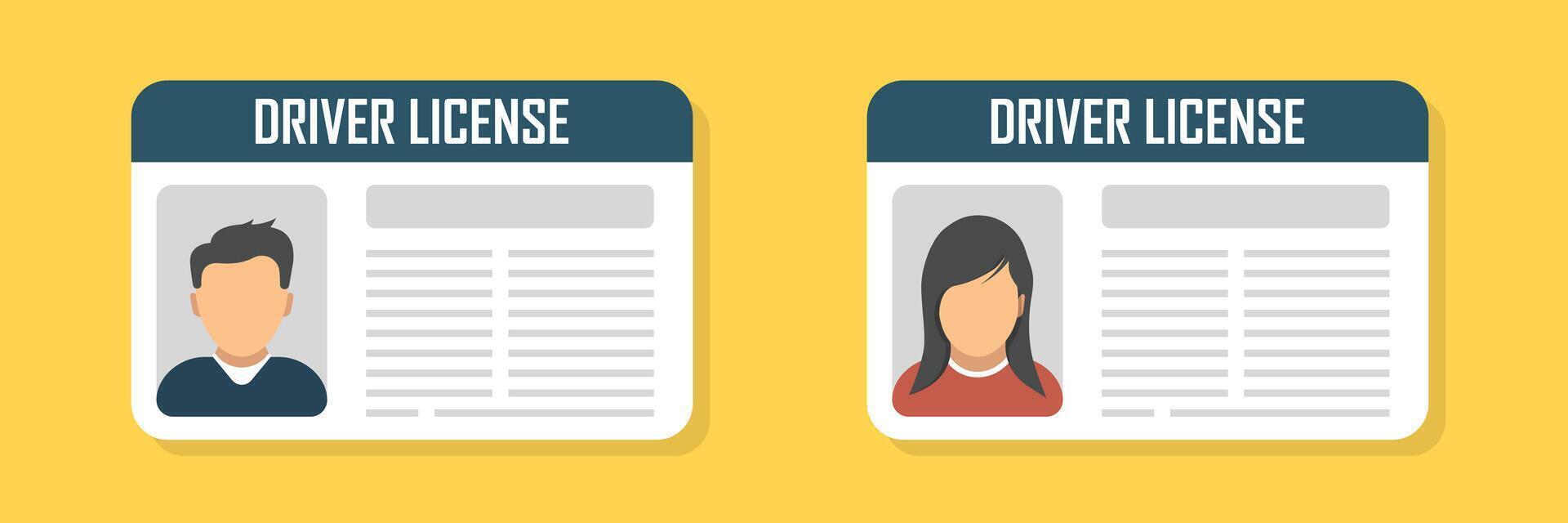 Driver license icon in flat style. Identification document illustration on isolated background. Profile card sign business concept. vector