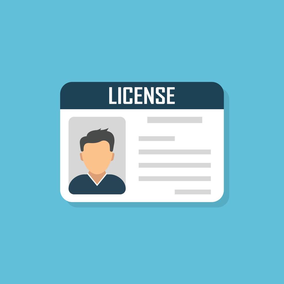Driver license icon in flat style. Id card illustration on isolated background. Person document sign business concept. vector