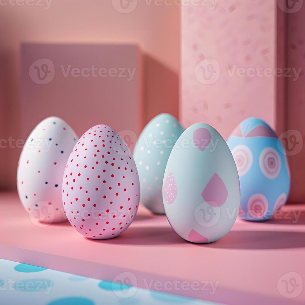 Colored Easter eggs, geometric style, Happy Easter day concept and idea photo