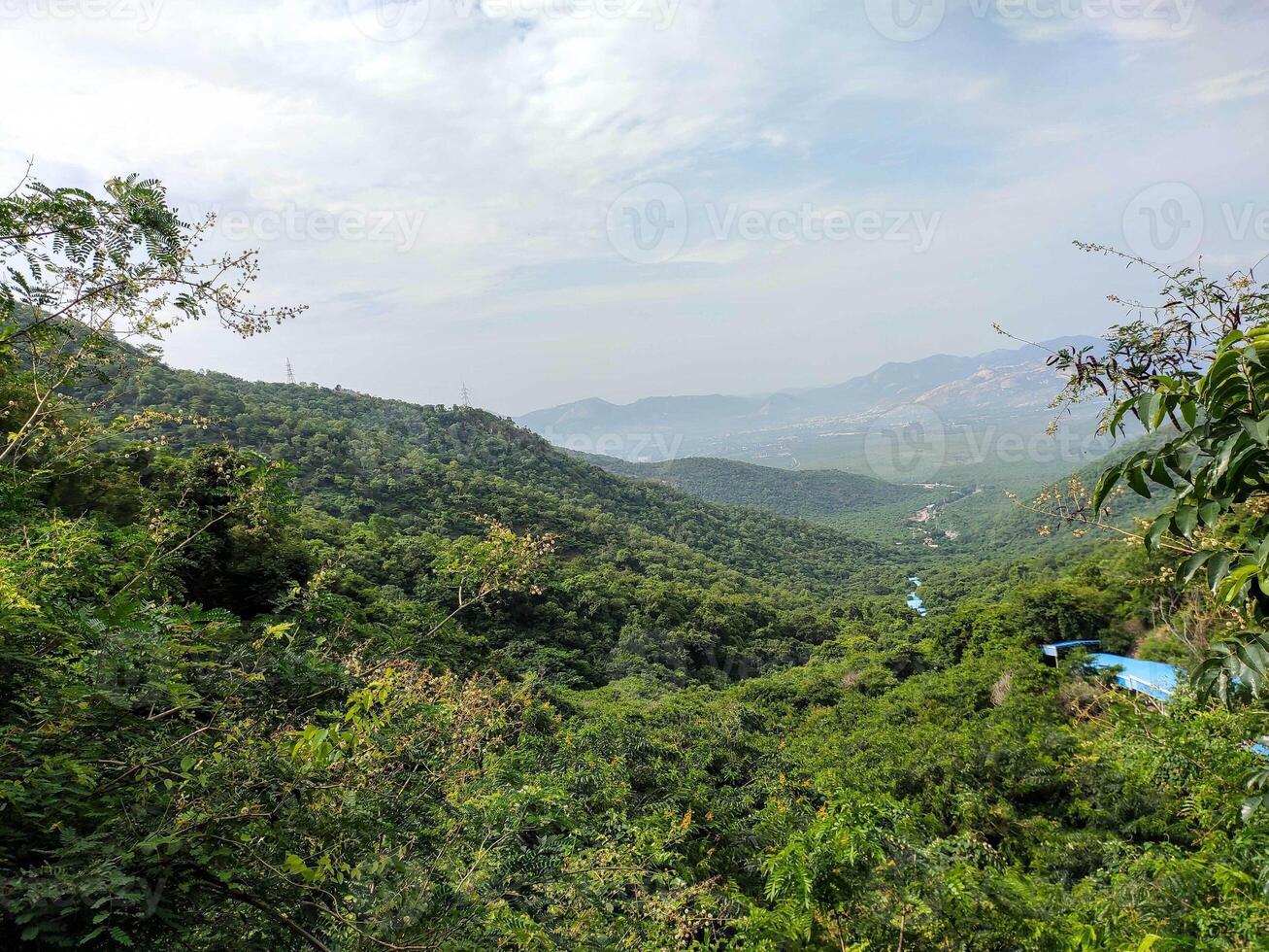 Scenic natural view from Srivari Mettu Foot Path, the pathway leading to Tirupati Temple in Andhra Pradesh, India. photo