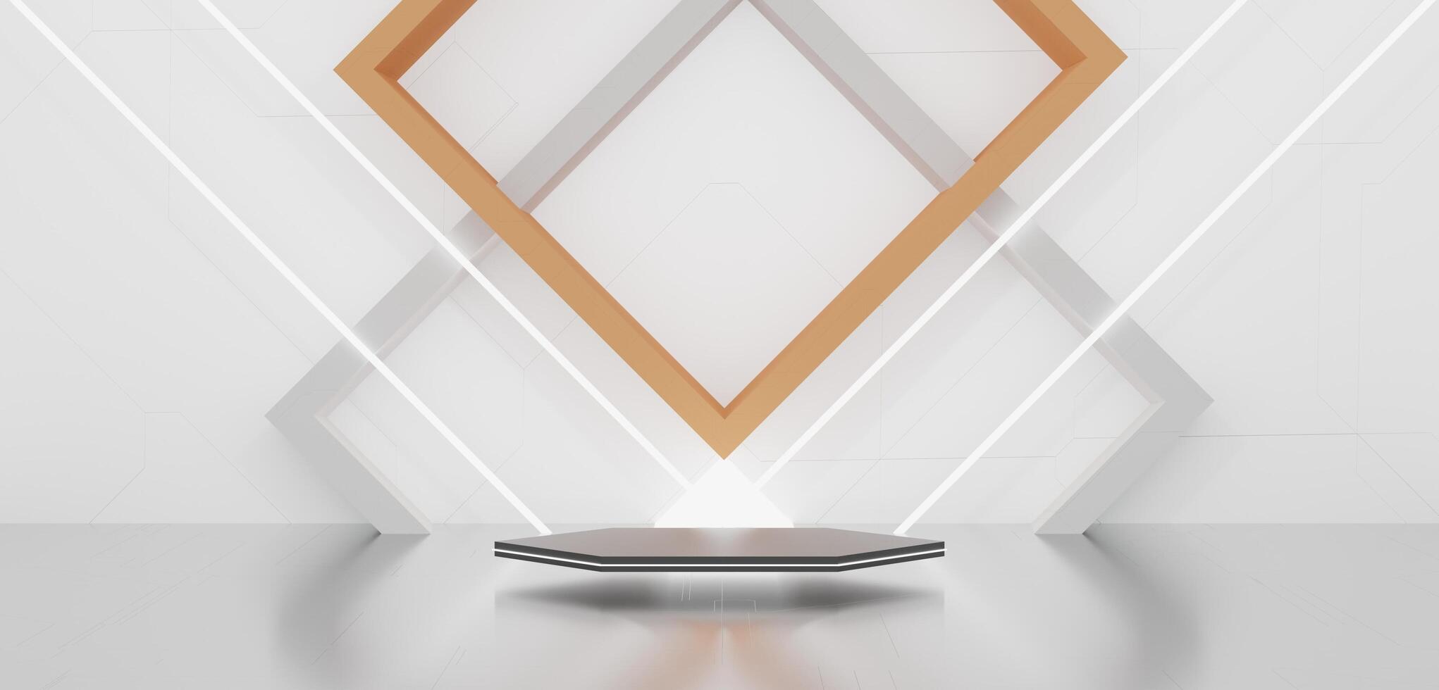 technology podium square shape Complete with neon lights and lasers modern exhibition scene 3D illustration photo