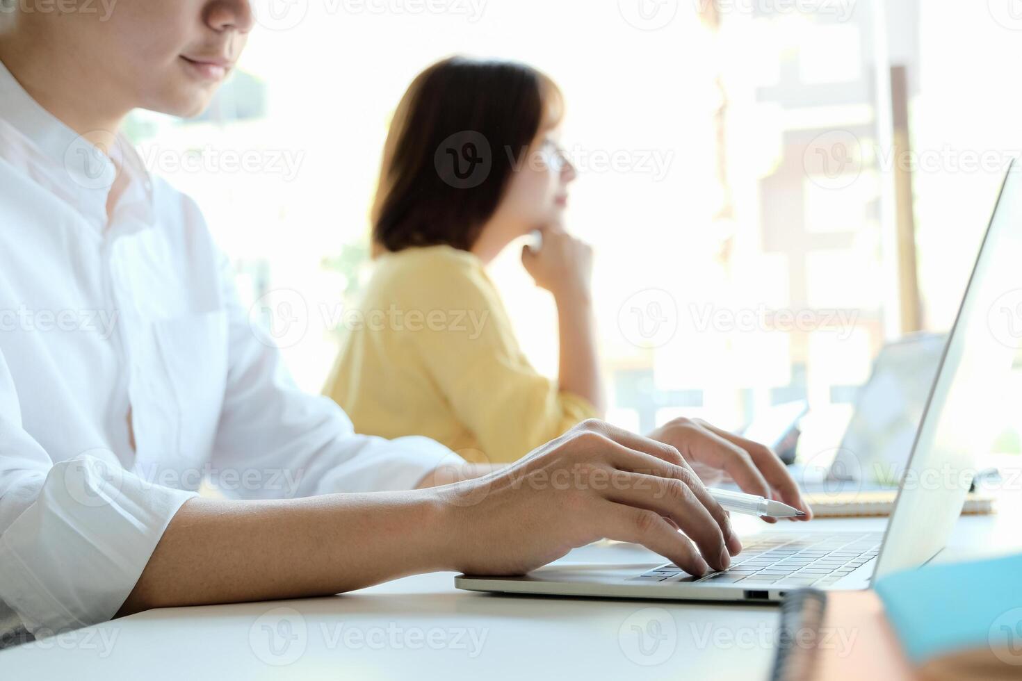 Business Accounting people meeting working with new startup project using laptop computer photo