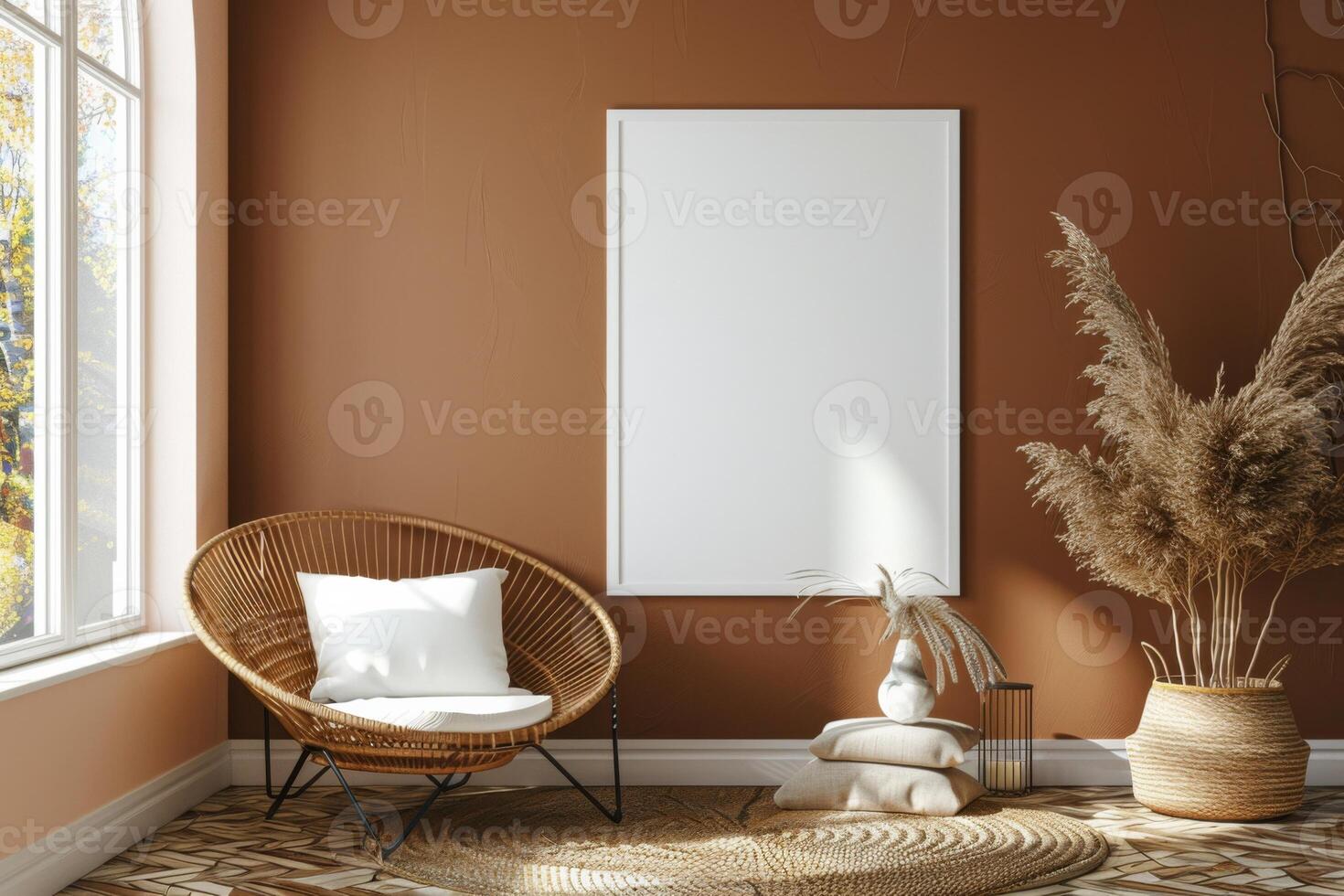 Poster Mockup in Brown Scandinavian Interior photo