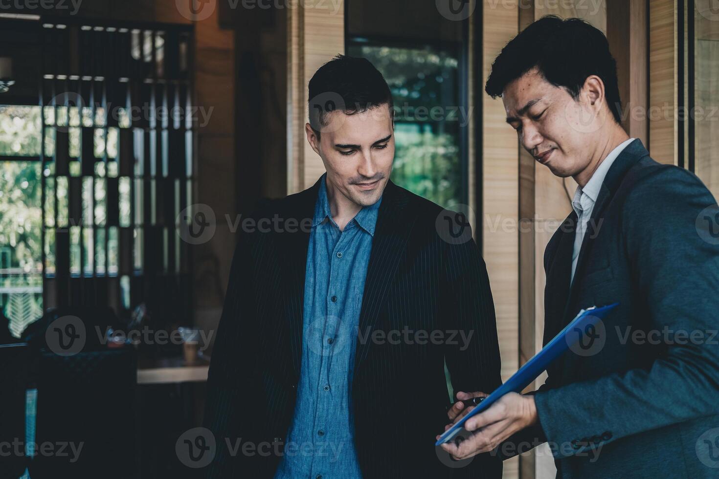 Business person present to professional investor working new start up project. Finance managers meeting and discussion about analysis data on charts and graphs showing the results. Business finance. photo