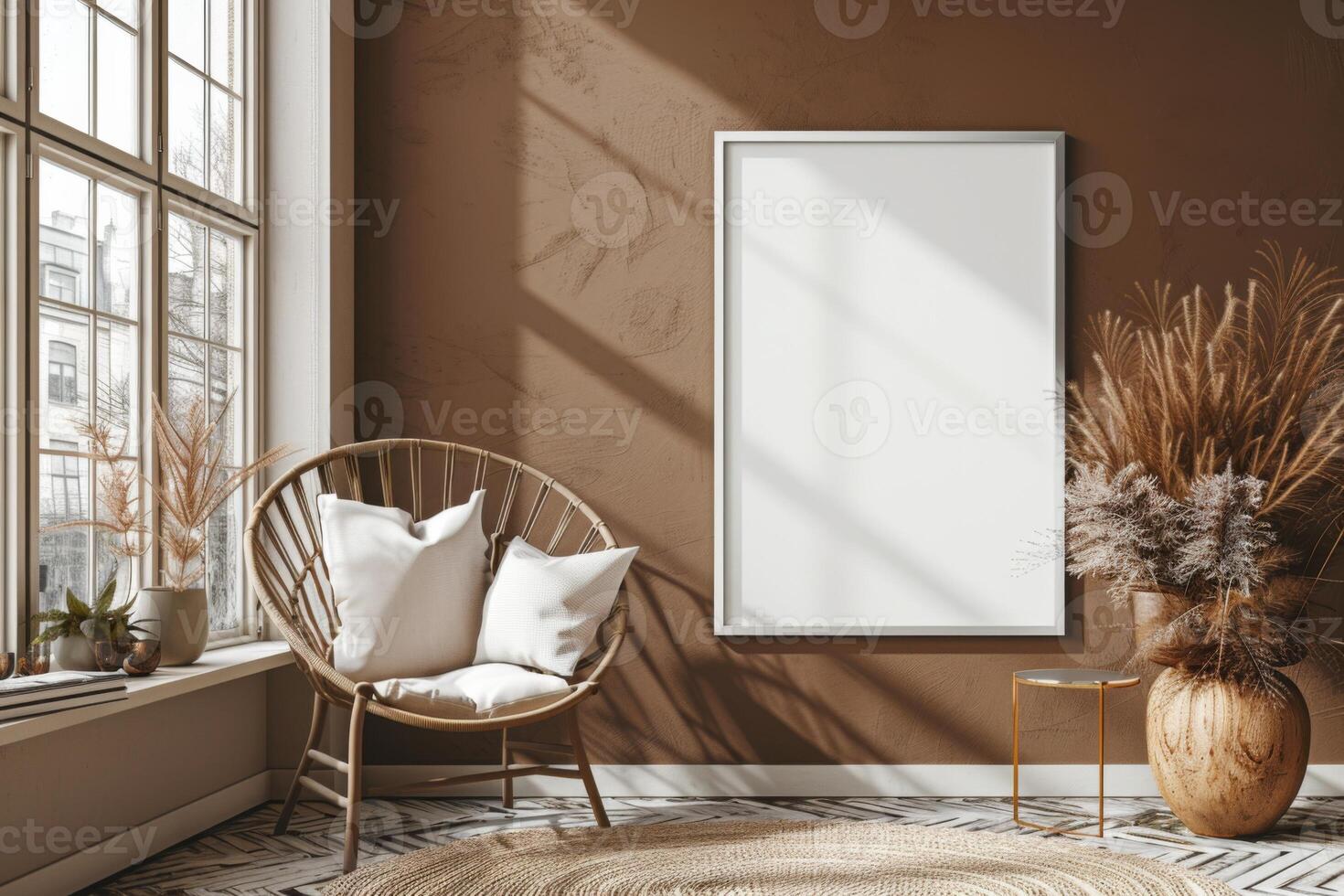Poster Mockup in Brown Scandinavian Interior photo