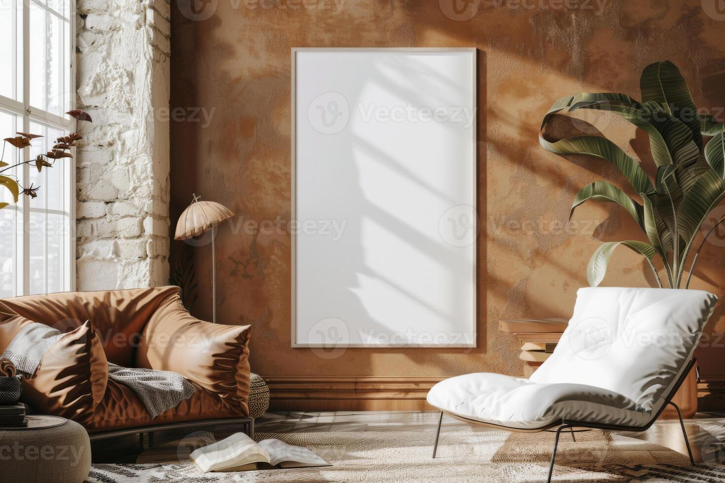 Poster Mockup in Brown Scandinavian Interior photo