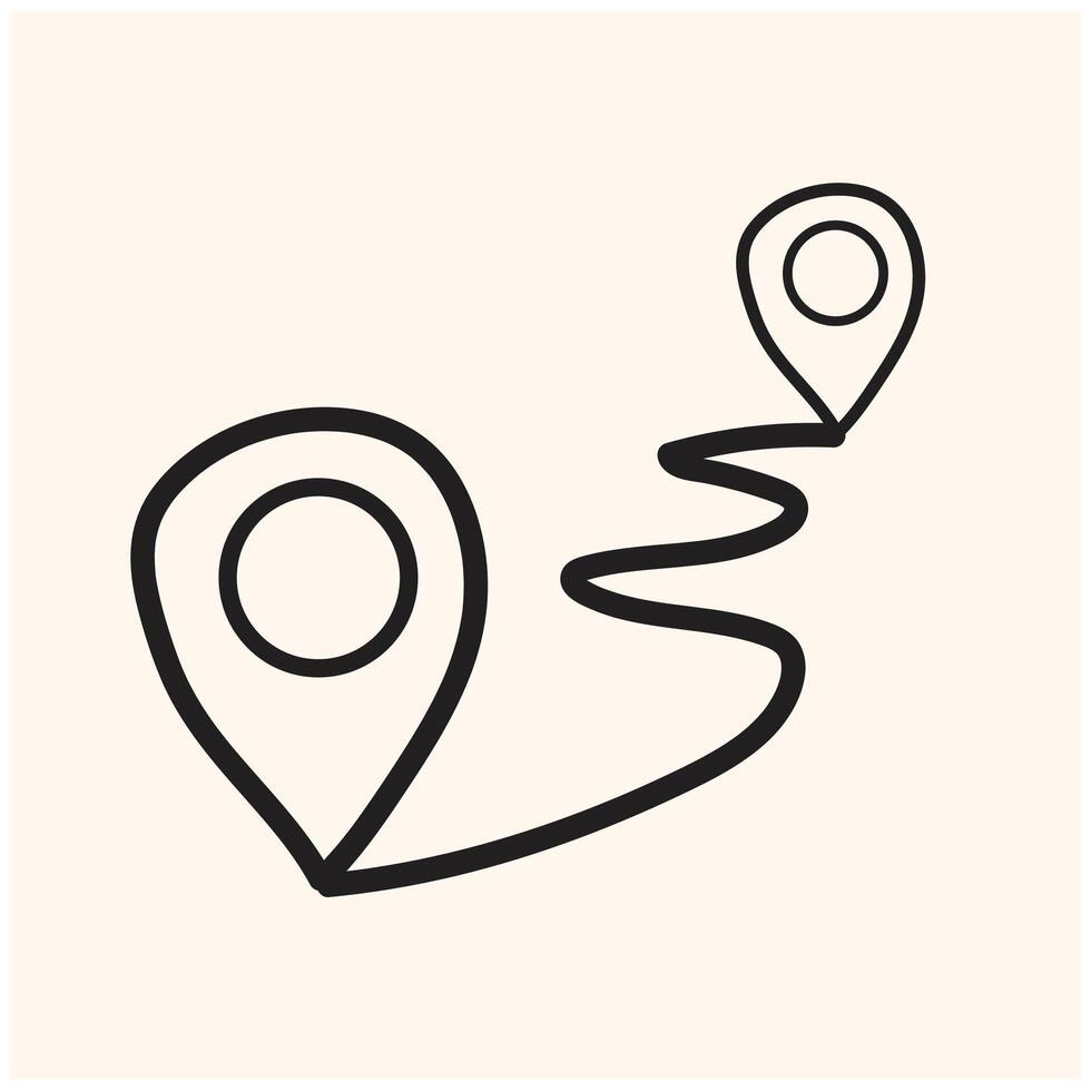 distance sign symbol with illustration stye doodle and line art vector