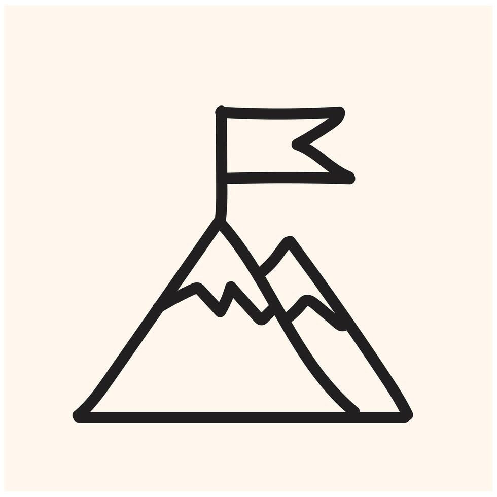 mountain illustration isolated symbol with illustration stye doodle and line art vector