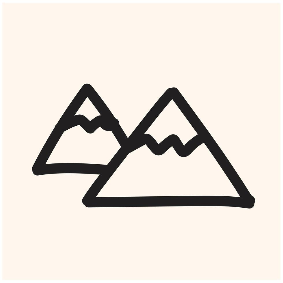 flag on mountain with illustration stye doodle and line art vector