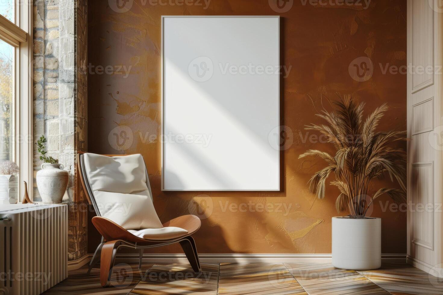 Poster Mockup in Brown Scandinavian Interior photo
