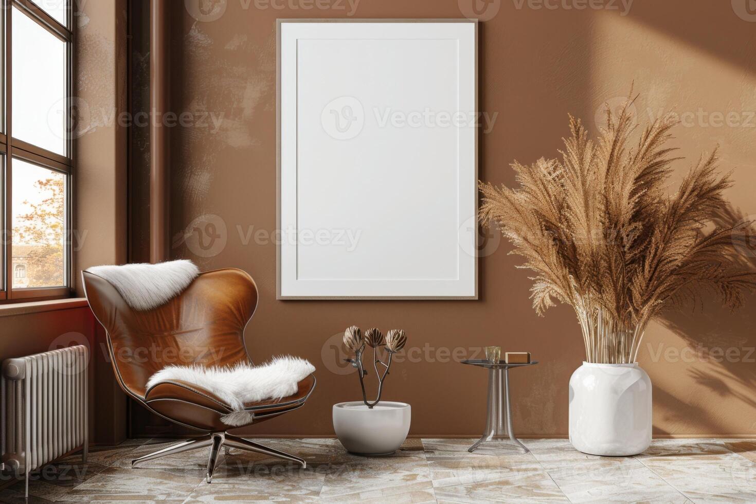 Poster Mockup in Brown Scandinavian Interior photo