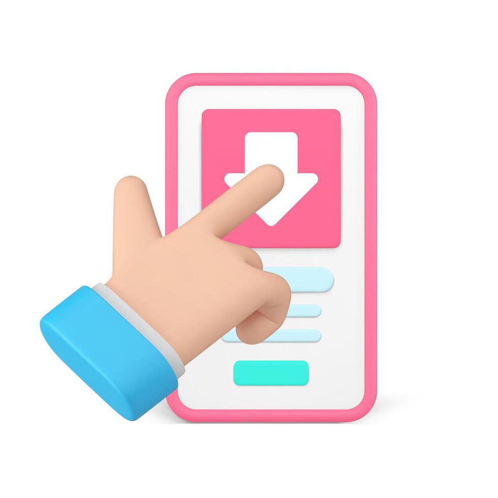 Smartphone application data download cloud computing file sharing transfer system 3d icon vector