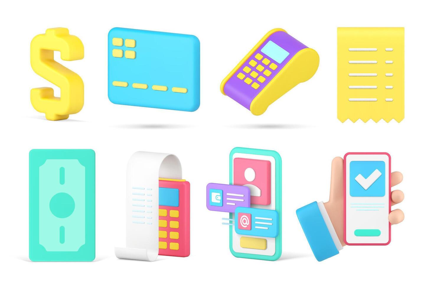 Online shopping internet payment protect verification currency transaction set 3d icon vector