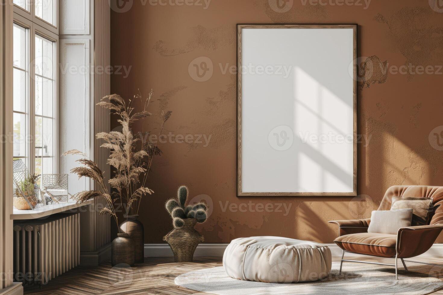 Poster Mockup in Brown Scandinavian Interior photo