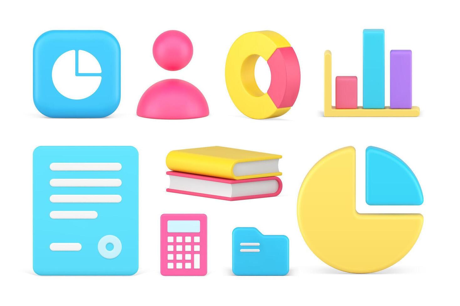 Business management financial accounting analyzing graph diagram presentation set 3d icon vector