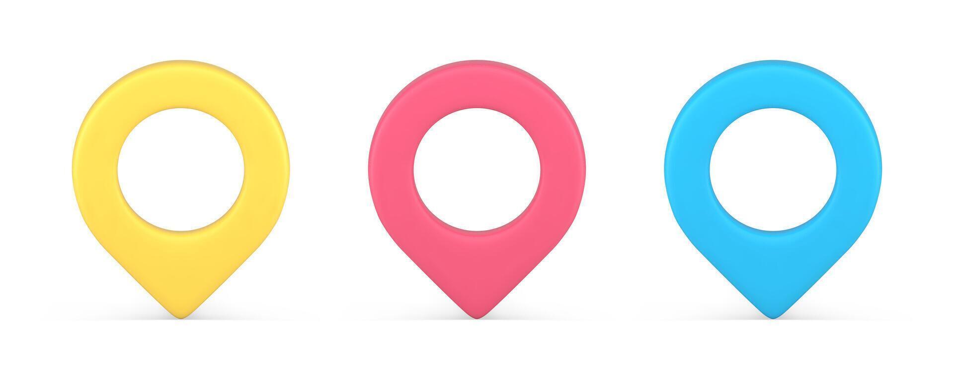 Map pin pointer destination direction global navigation marker world location 3d icon set vector