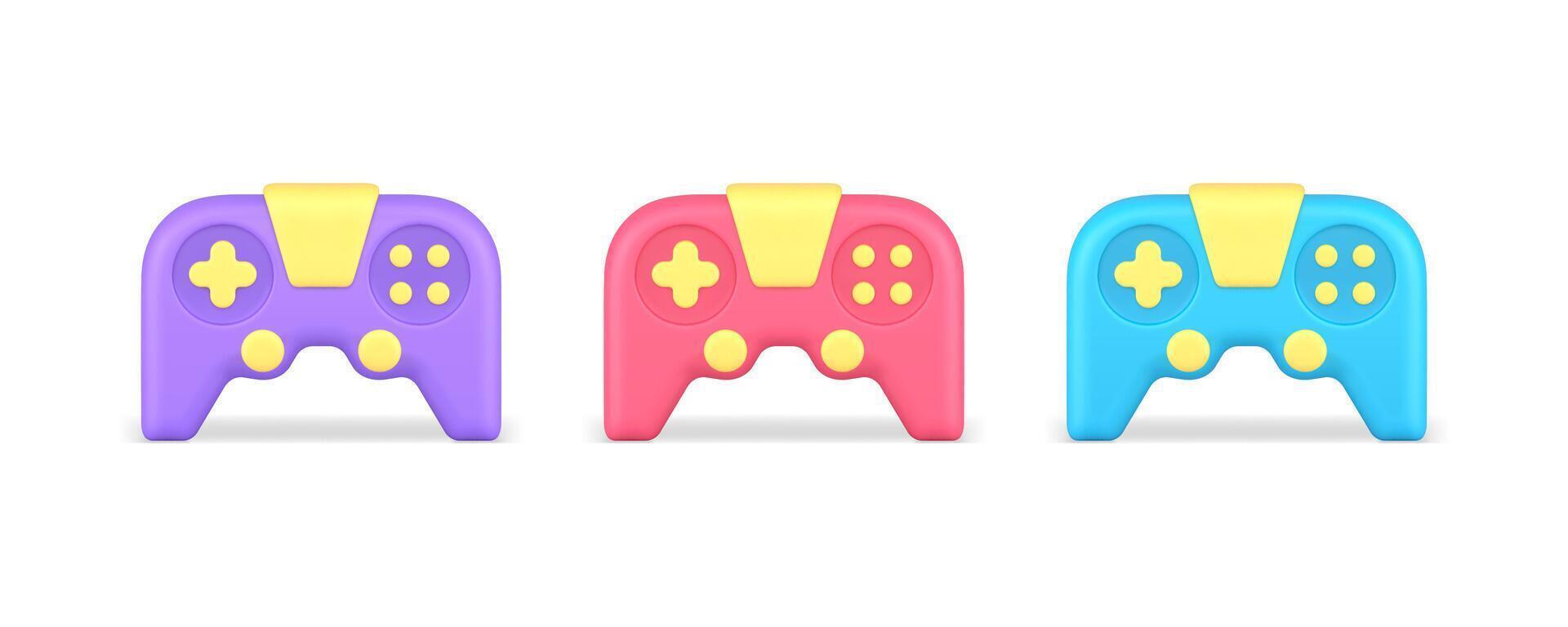 Gamepad with buttons for online virtual game playing 3d icon set realistic illustration vector